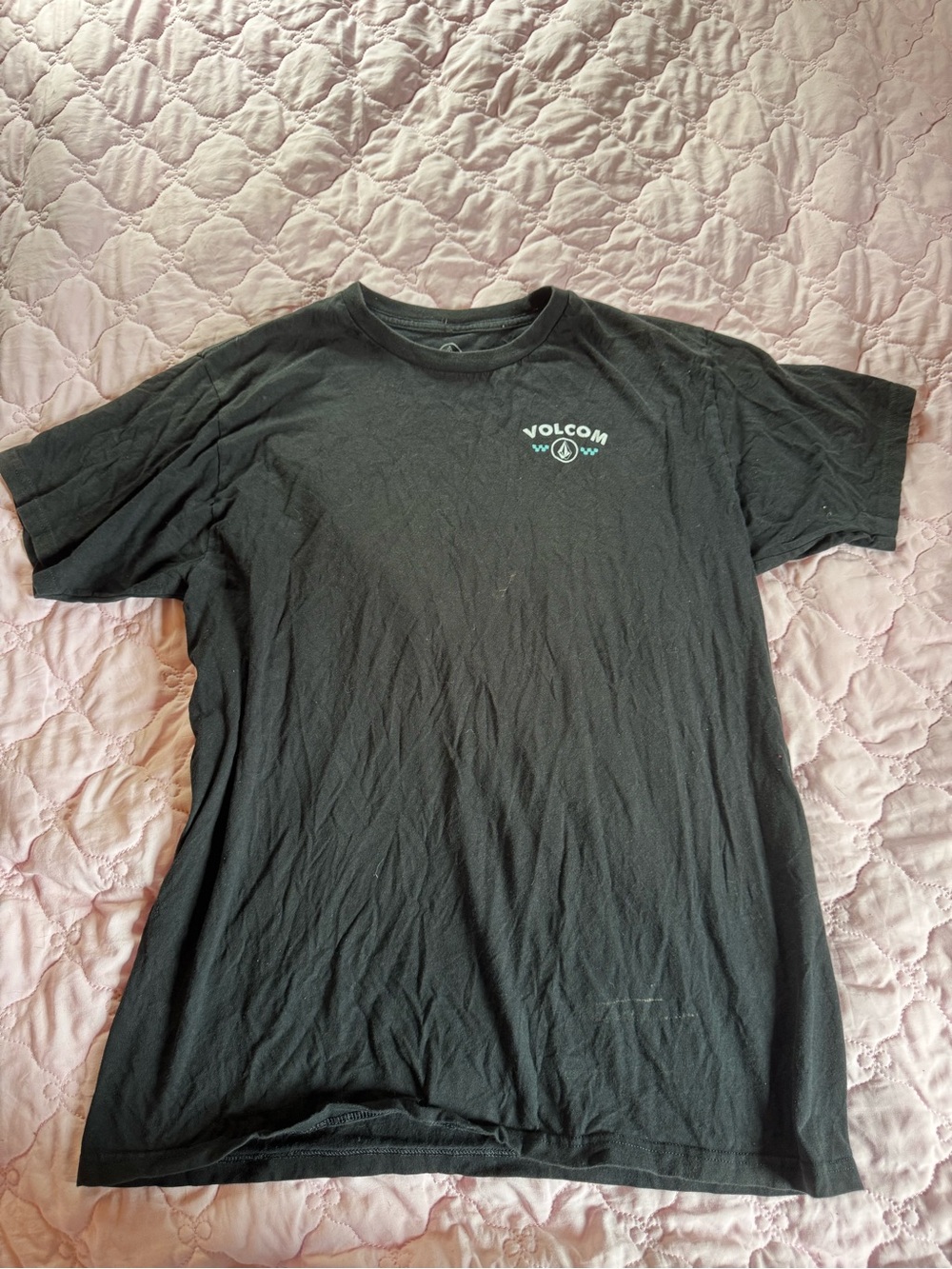 Volcom Black Short Sleeve Tee with Small White Chest Logo